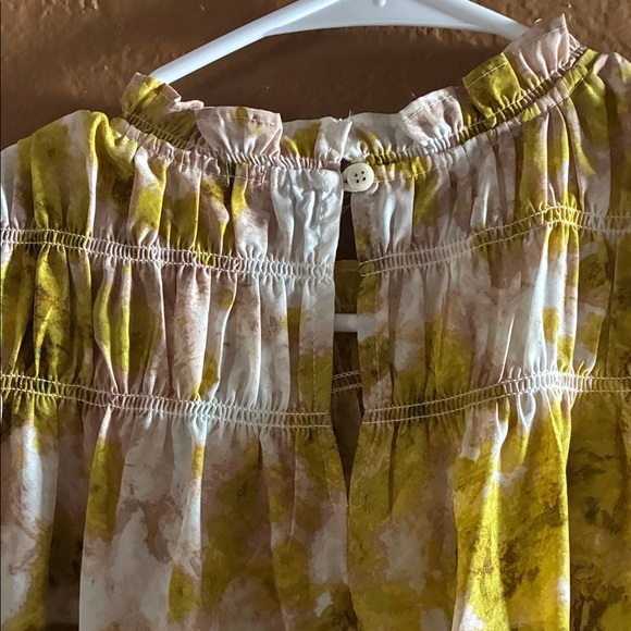 Joie Yellow and Cream Floral Pintuck Sleeveless Camisole - Picture 3 of 3